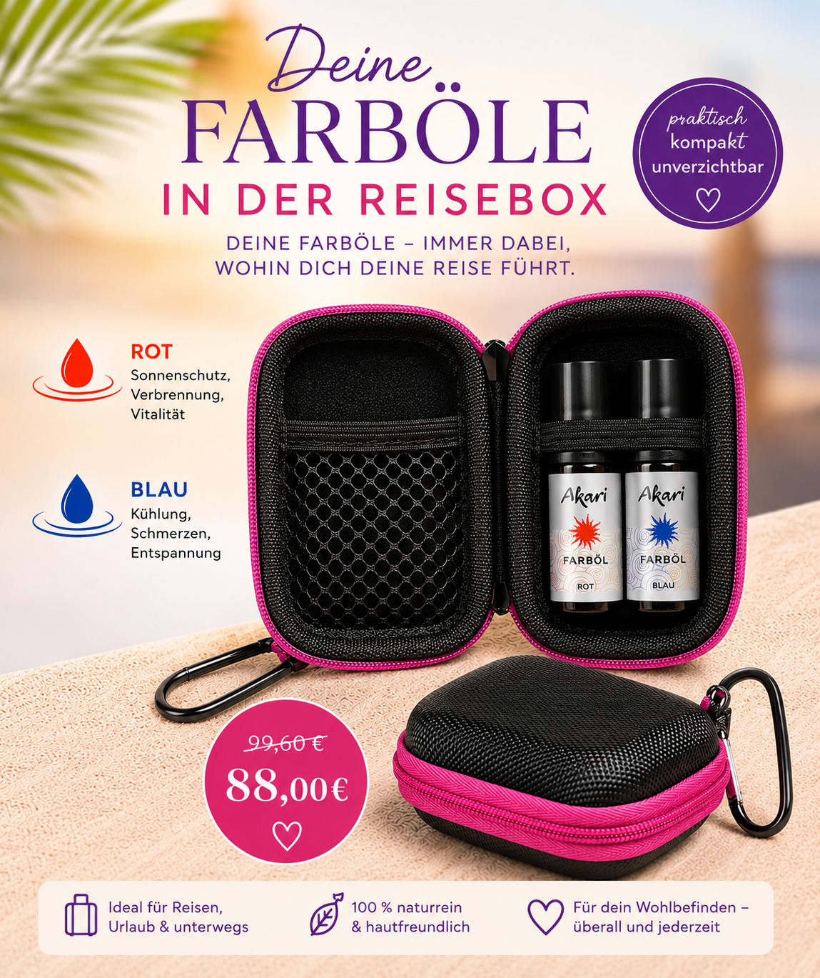 2 farböle in Reisebox