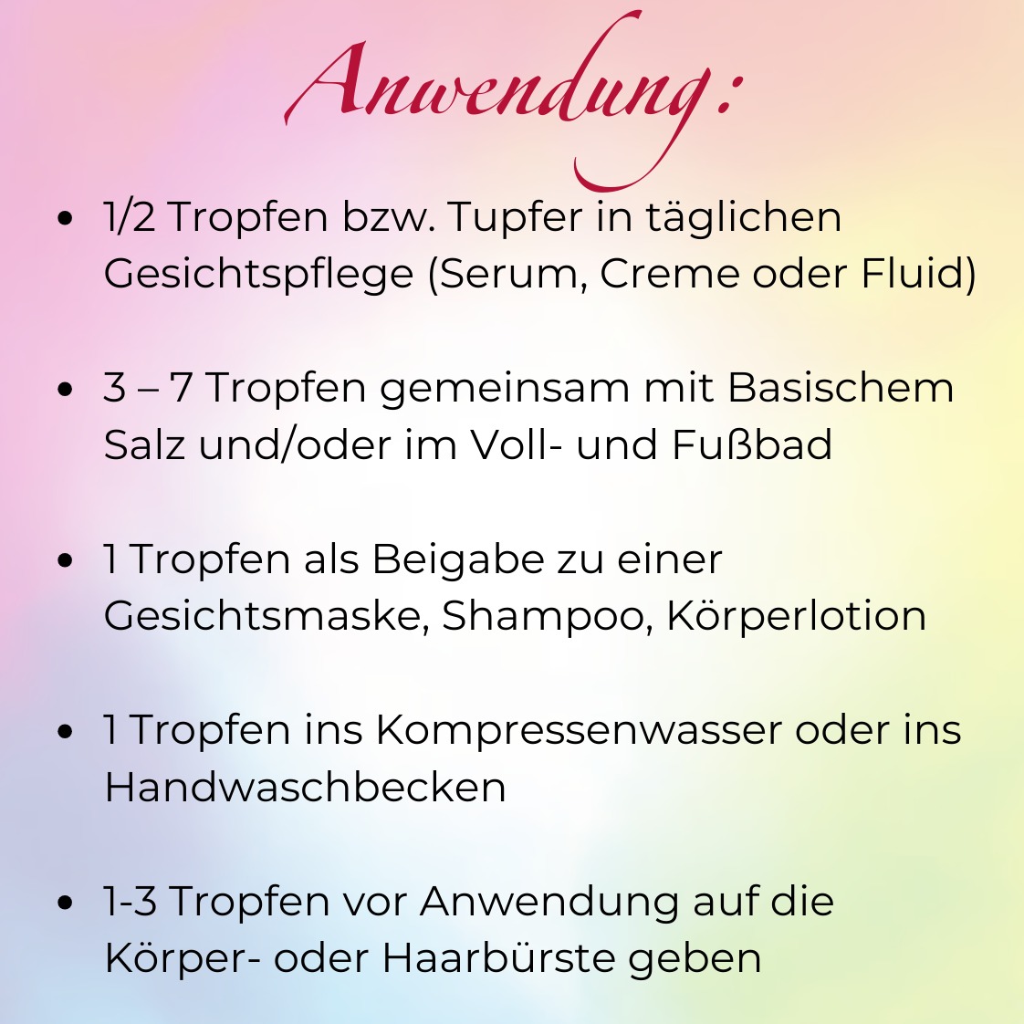 Anwendung Farboele Attars Naturkosmetik kaufen, Behandlungen buchen Farblichttherapie