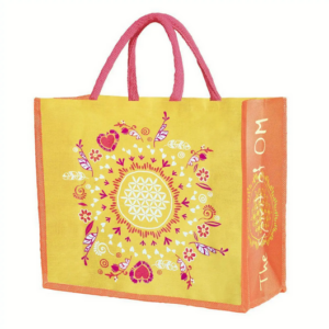 Jute Tasche Blume des Lebens gelb Spirit of Om