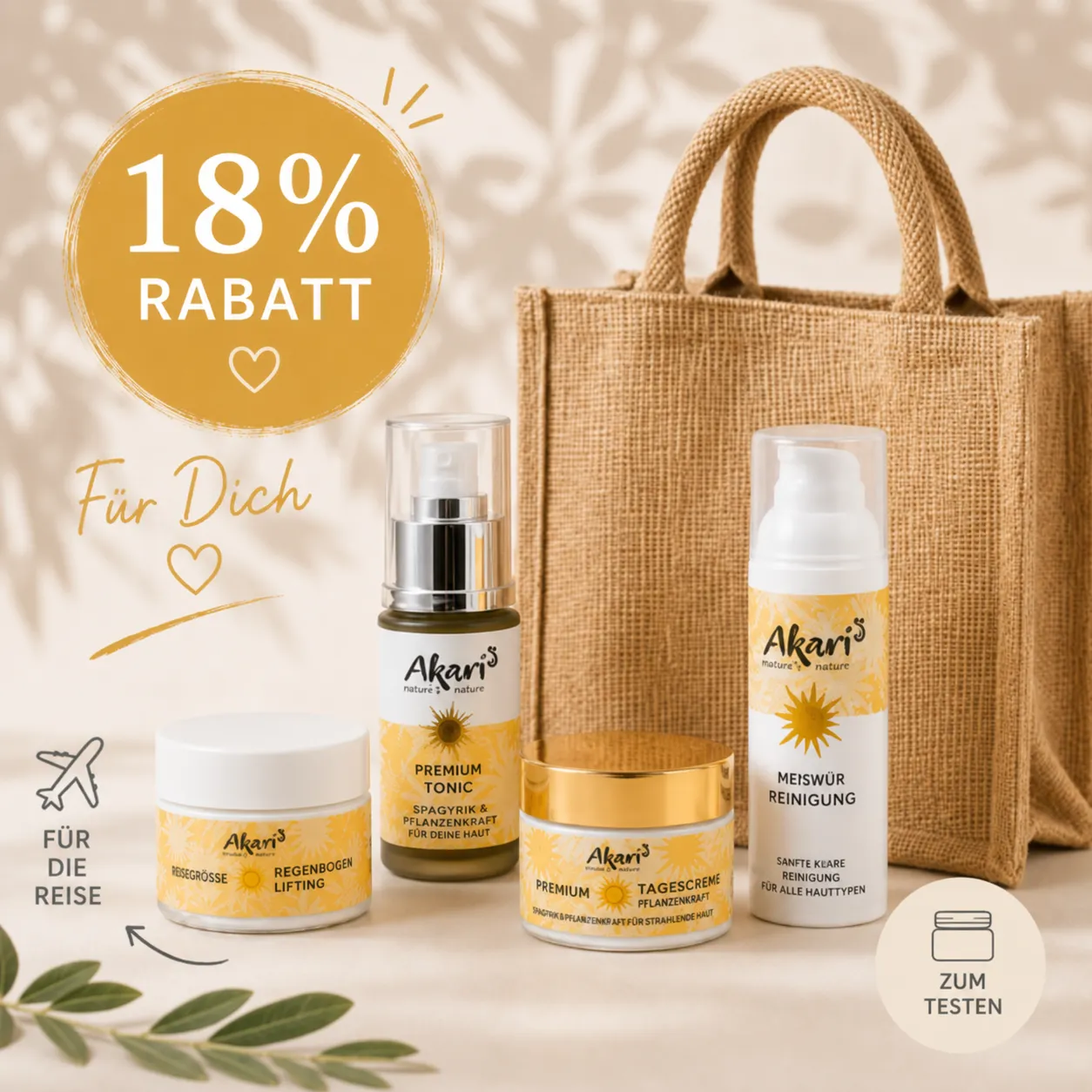 Akari Reiseset Merkur mit Jutetasche