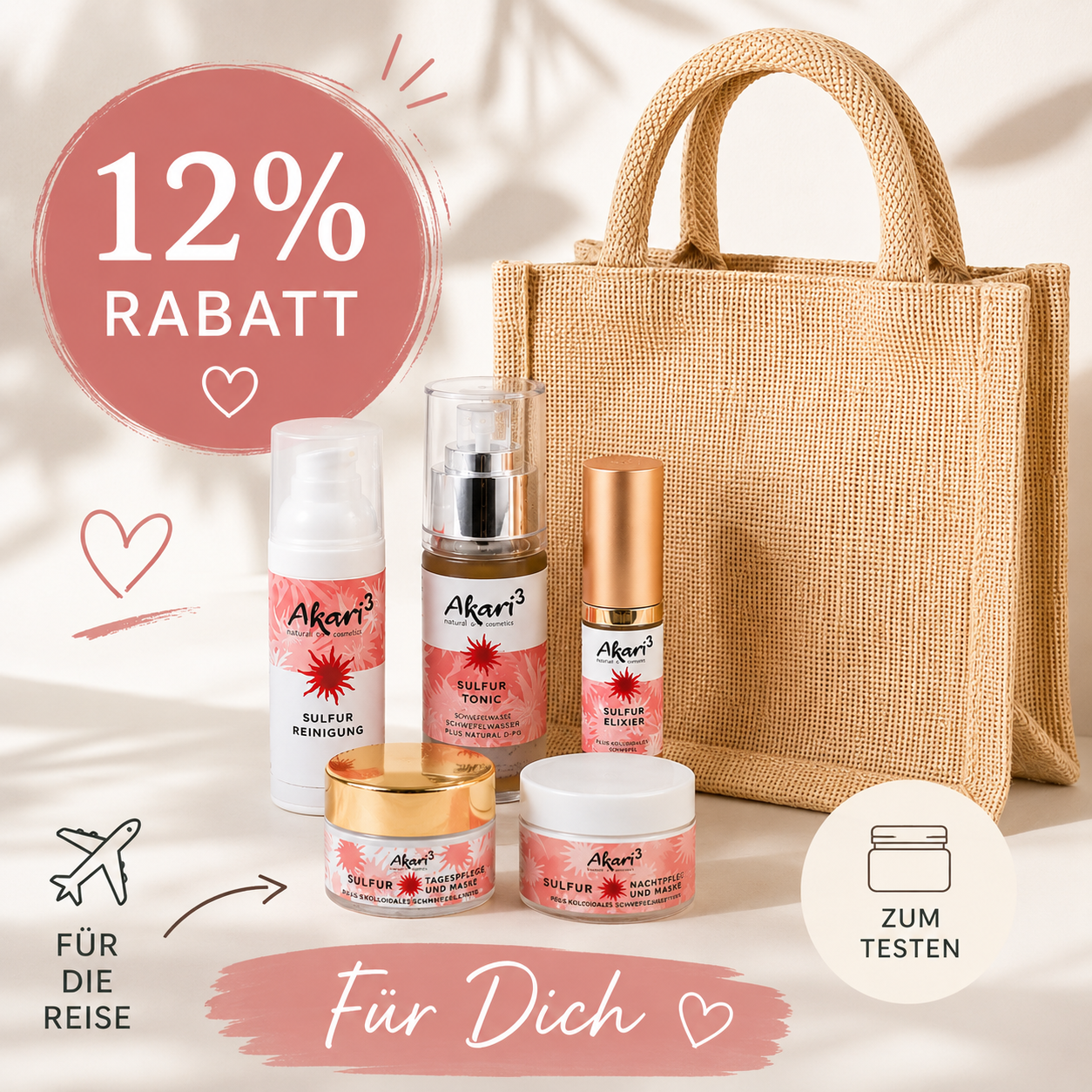 Akari Reiseset Sulfur in Jutetasche